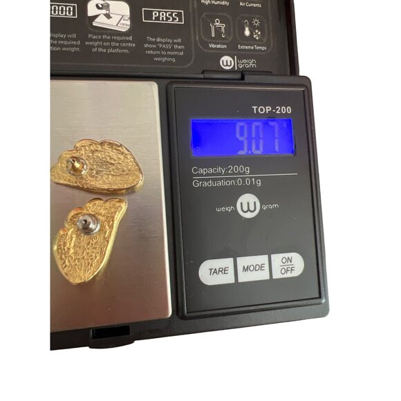 Vintage Gold Tone Fan Design Stud Earrings Cream Enamel Pierced Estate 1" 9.07g - Picture 5 of 5